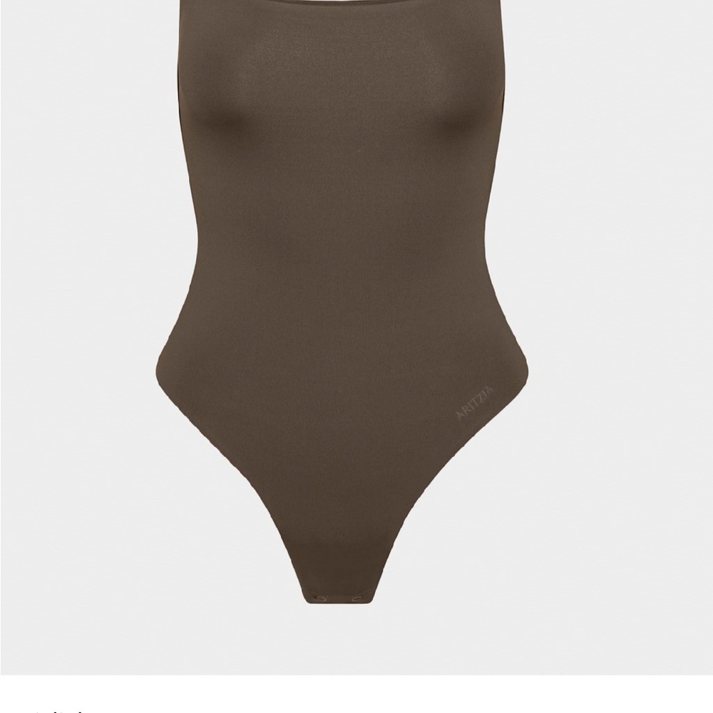 Aritzia Original Contour Squareneck brown bodysuit